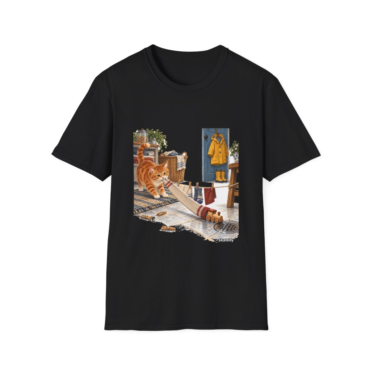 Skaldify – Katze, Socke und Holzzug (Shirt)